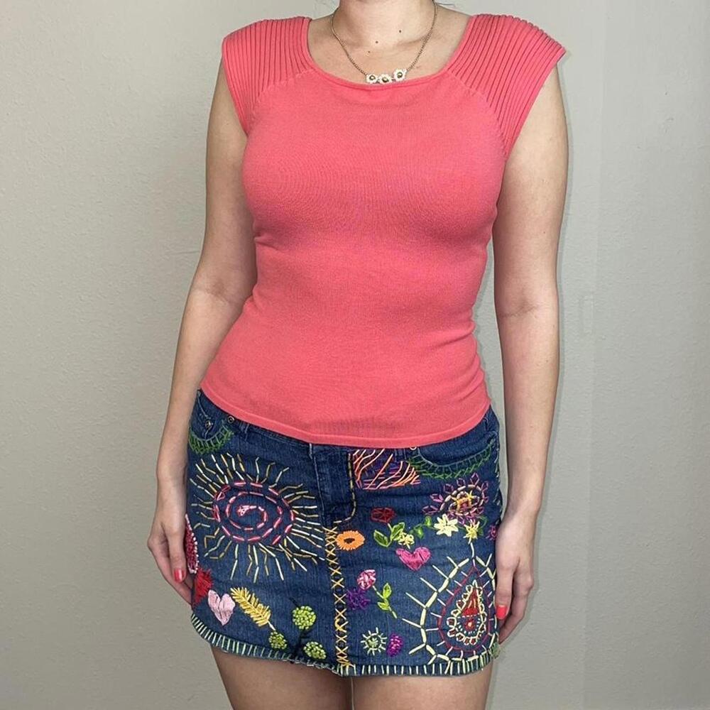 Pink Silk Knit Top Coral E025